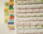 Reusable Cloth Wipes Pack of 16--Little Polka Dots Mix--Ready To Ship