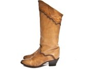 Zodiac Boots Bronze Shade Brown High Boots Scalloped Inlay Design Women size 6 1/2 M