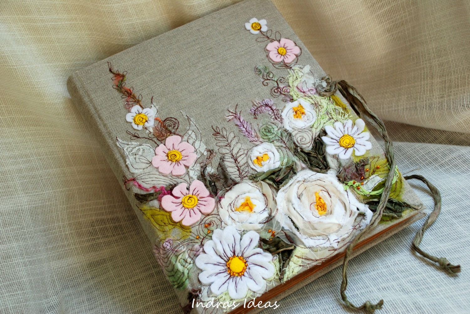 Embroidered  Photo album  Wedding rustic photo album