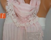 Pale Pink  Shawl Scarf -  Cowl  Scarf Lace Scarf  - Light Pink - Bridesmaid Gift - for Her - Gift - mom - fatwoman