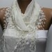 Creamy White Scarf - Cowl Scarf - fatwoman bridesmaid gift Lace Scarf Lace Shawl Bridal
