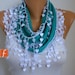 Teal Scarf  -  Pashmina Scarf  -  Cowl Scarf with Lace Edge - fatwoman