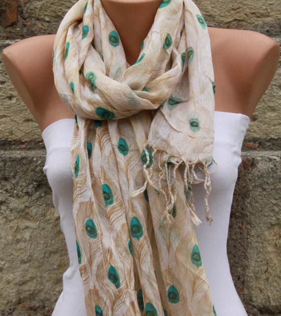 Peacock Scarf Multicolor  Shawl Scarf -  Cowl Scarf  -  fatwoman
