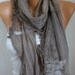 Beige  Shawl Scarf -  Cotton - Lace Scarf Cowl  - Bridesmaid Gift for her mom - fatwoman