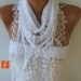 BIG SALE White Scarf Cotton  Scarf -  Shawl - Cowl Scarf with Lace Edge   - White Scarf - fatwoman - Bridesmaids Gifts