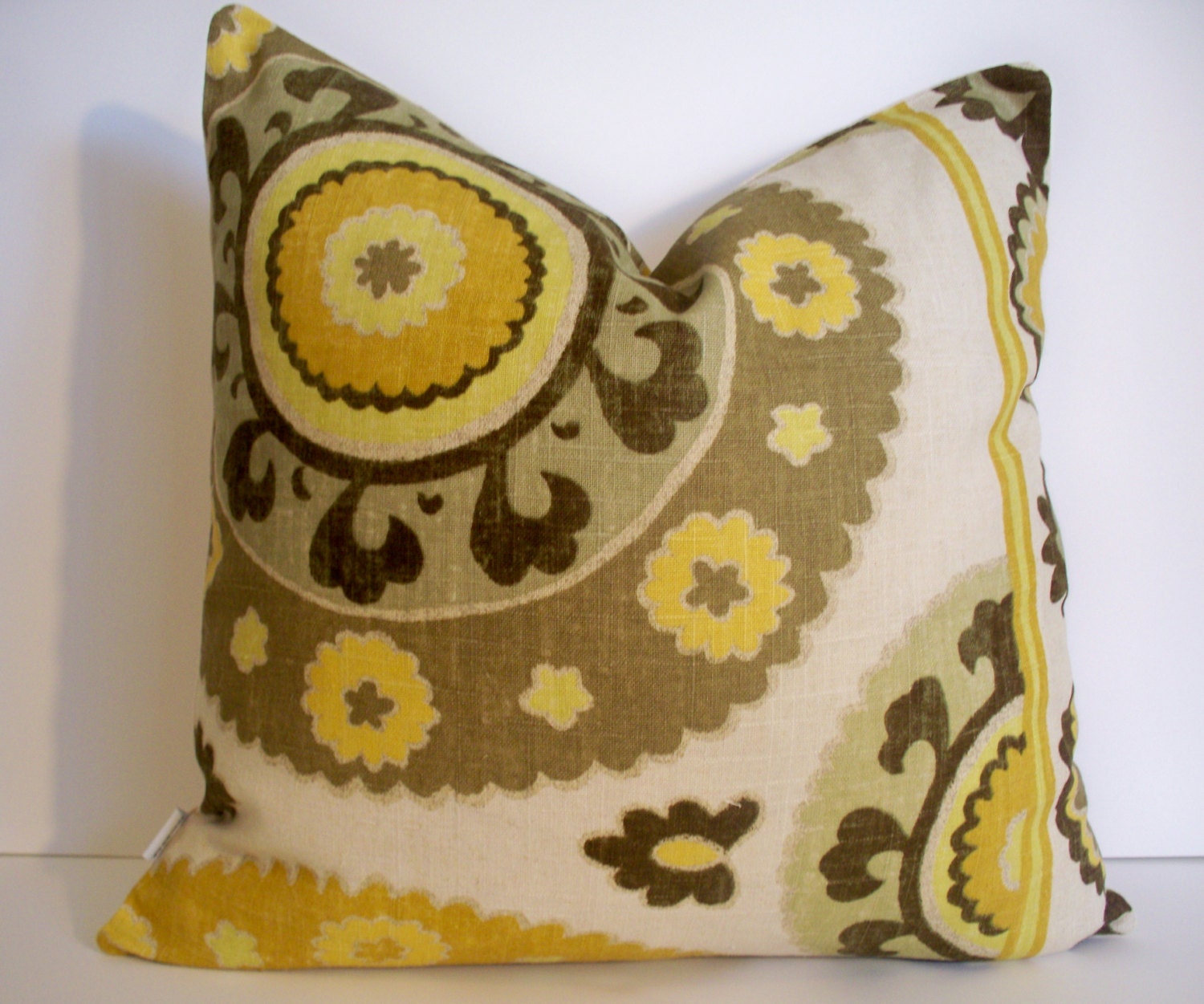 Gold Brown Yellow Suzani Decorative Pillow Cover 16X16 18X18 14X24