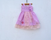 pink violet blue spring summer seersucker cotton eco hand dyed lace flower petal toddler baby boho gypsy wedding birthday dress