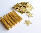 100 Gold Star Confetti / Die Cut/ Punch - From Handmade Recycled Paper / Wedding Decor / Favor Tag / Gift Tag/ Party DIY / Eco-Friendly