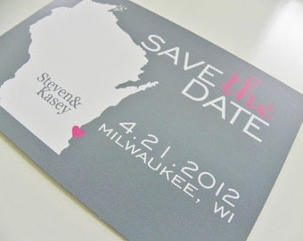 Save the Date Postcards  Set of 48  Custom State Map - Any Location Available Worldwide