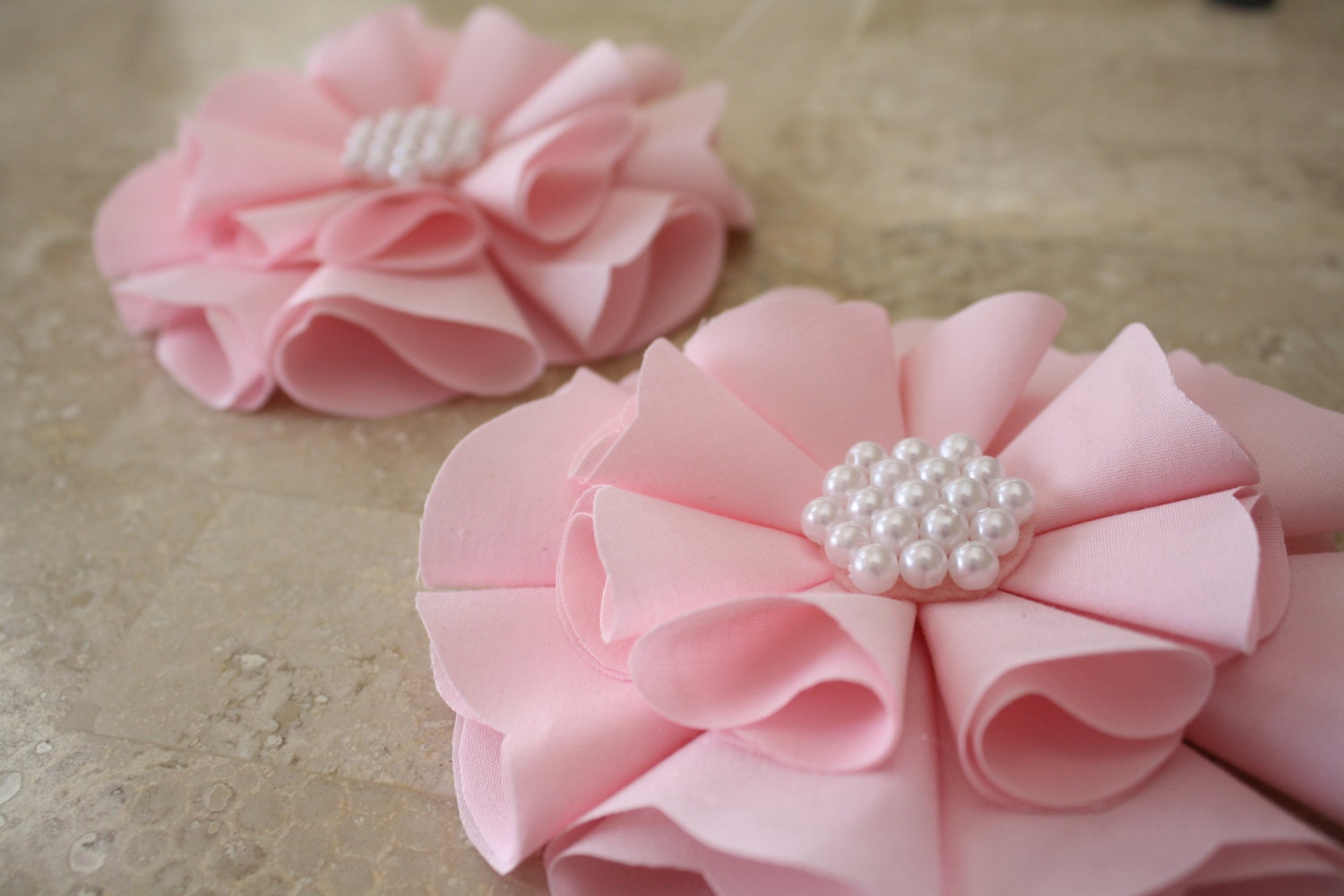 Light Pink  Magnetic Tie Backs Fabic Flowers with Pearls