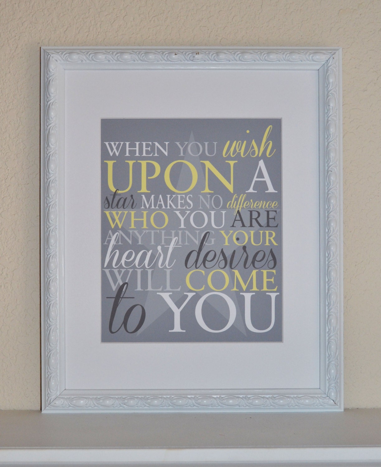 Wish Upon A Star, Disney, Modern Art Print, Typography Nursery wall decor, Kids Wall Art-8x10