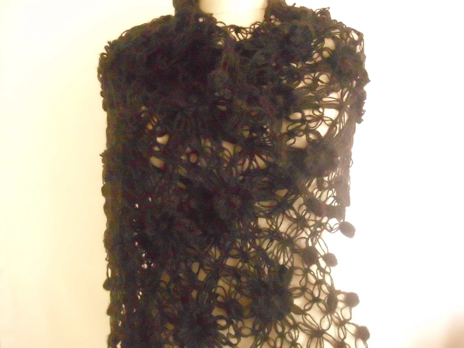 shawl , Bride ,Black ,Flower ,Flowered ,Accessories, Scarf ,Mohair ,Shawl, Romantic ,Gift ,Neckwarmer,Ready ,Shipping,collar,warm,wrap