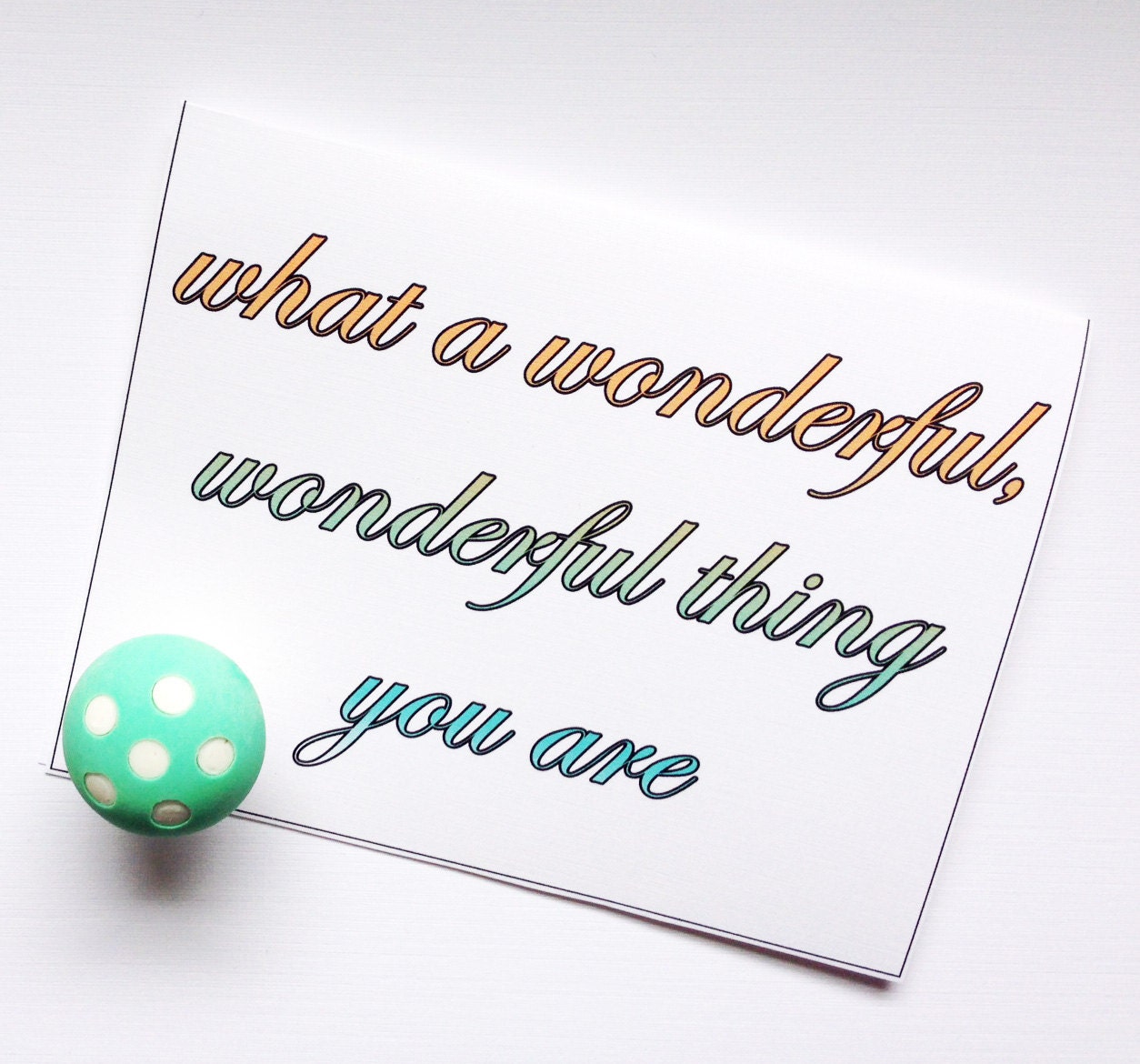 What A Wonderful Wonderful Thing You Are - Gradient Yellow, Mint, Teal Love, Friendship Blank Inside Card