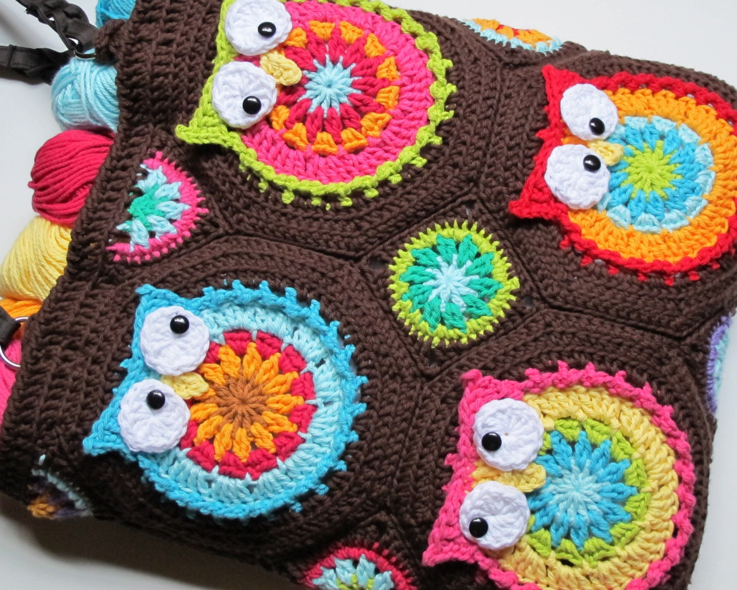 CROCHET PATTERN - Owl Tote'em - a CoLorFuL owl tote - Instant PDF Download