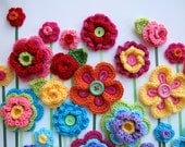 CROCHET PATTERN - Floral Fantasy - 5 yummy flowers and 2 lovely leaf patterns - Instant PDF Download