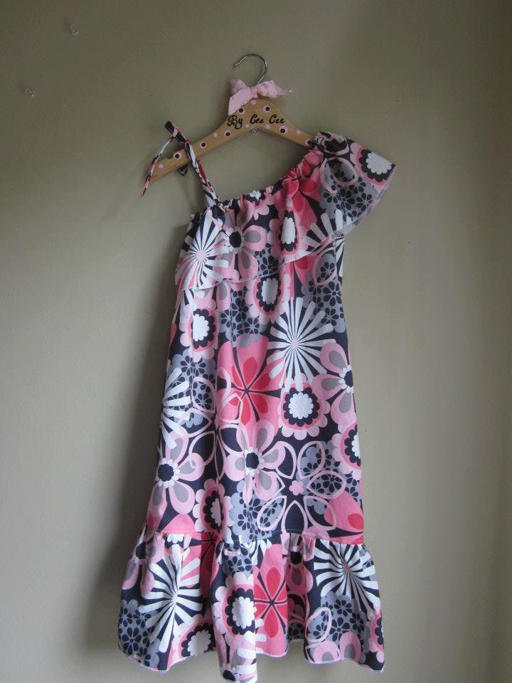 Pink and Gray One Shoulder Dress