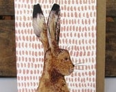 Recycled greetings card with envelope: March hare