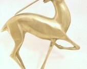 Brass Gazelle Sculpture, Modern Vintage, Large
