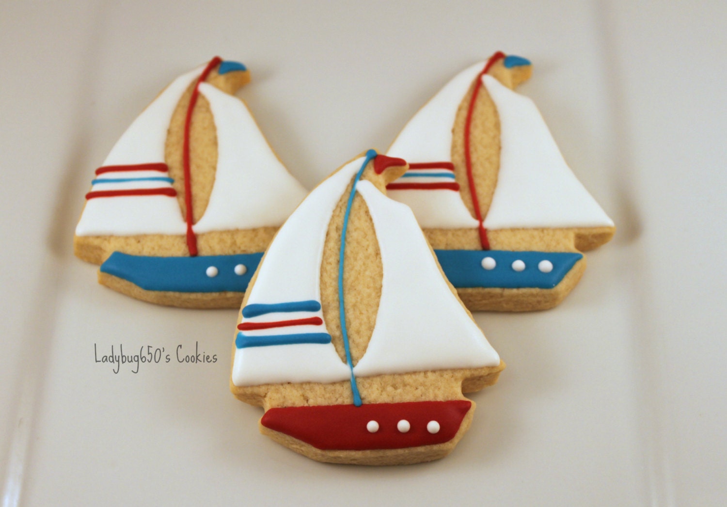 12 Sailboat cookies, handmade & iced