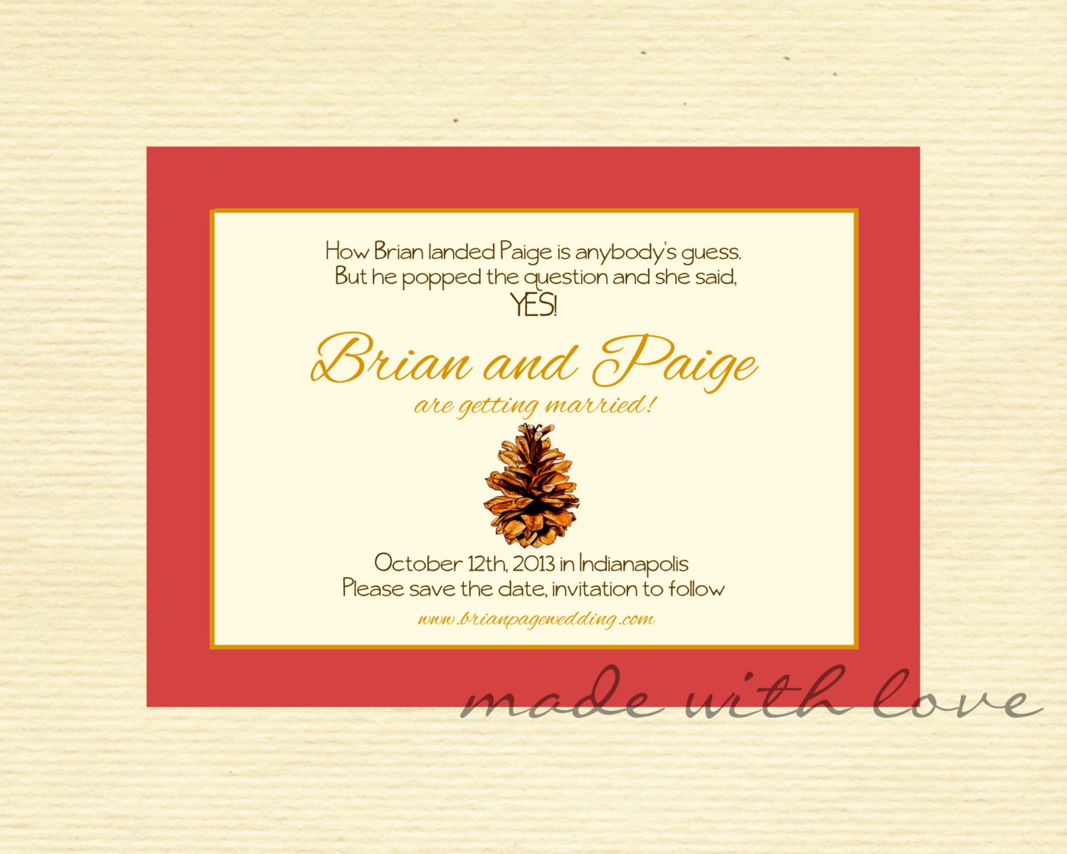 Fall Wedding, Save the Date-personalized and printable, 5x7