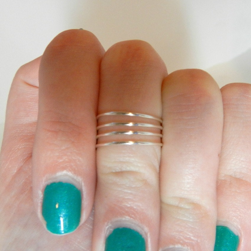 Knuckle Ring, Mid Finger Ring, Midi Ring, Silver Spiral Knuckle Ring