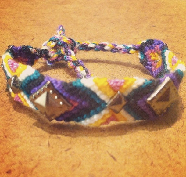 Gunmetal Purple Black Green Party Studded Friendship Bracelet