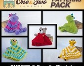 SPECIAL OFFER - Choose 5 Animal Security Blankets PDF Crochet Patterns - Text instructions and Symbol Chart instructions
