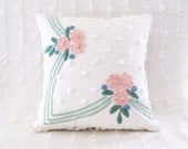 pink pillow cover BERIBBONED  ROSES 18 X 18 pink cushion cover cottage chic shabby style