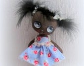Sweet hand painted  black cloth doll