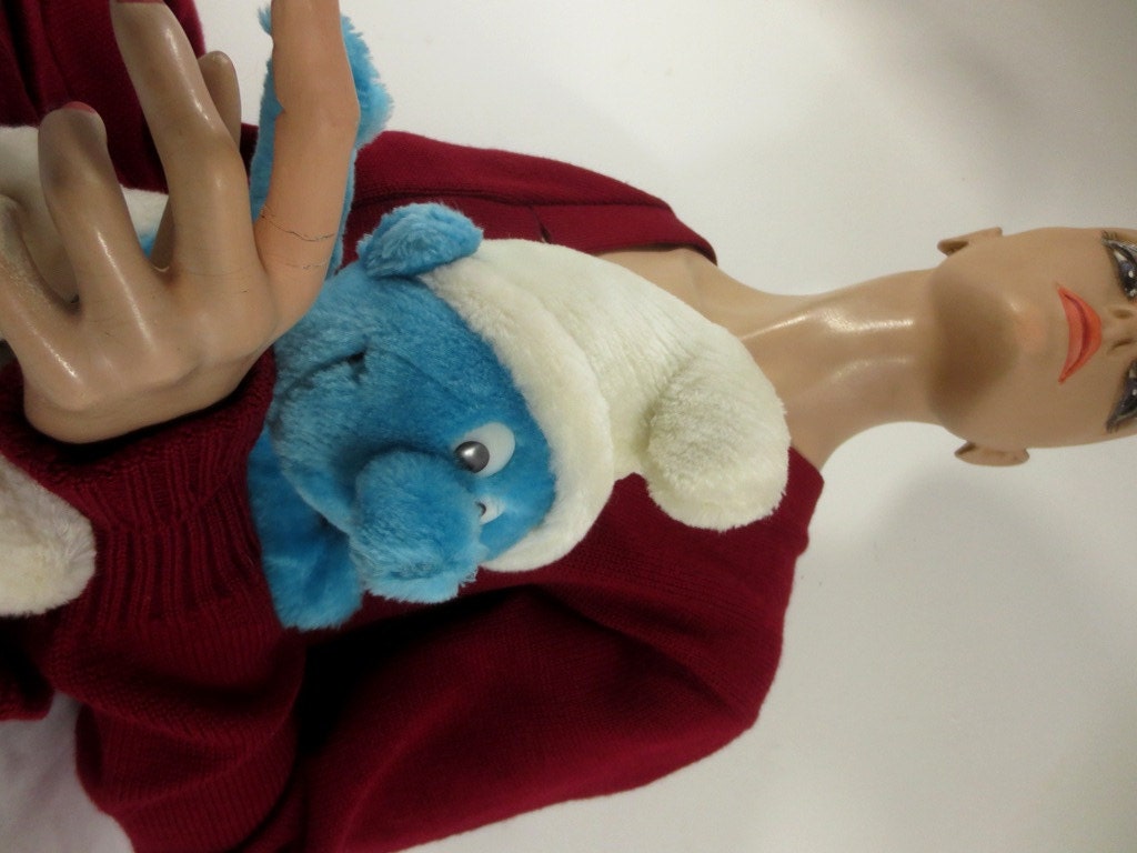 SAVE THE SMURF Vintage Plush Smurf 1979 Blue Stuffed Toy