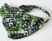 Jersey Knit Headband Hair Wrap Modern Neon Green Black White Handmade Hair Fashion by Thimbledoodle