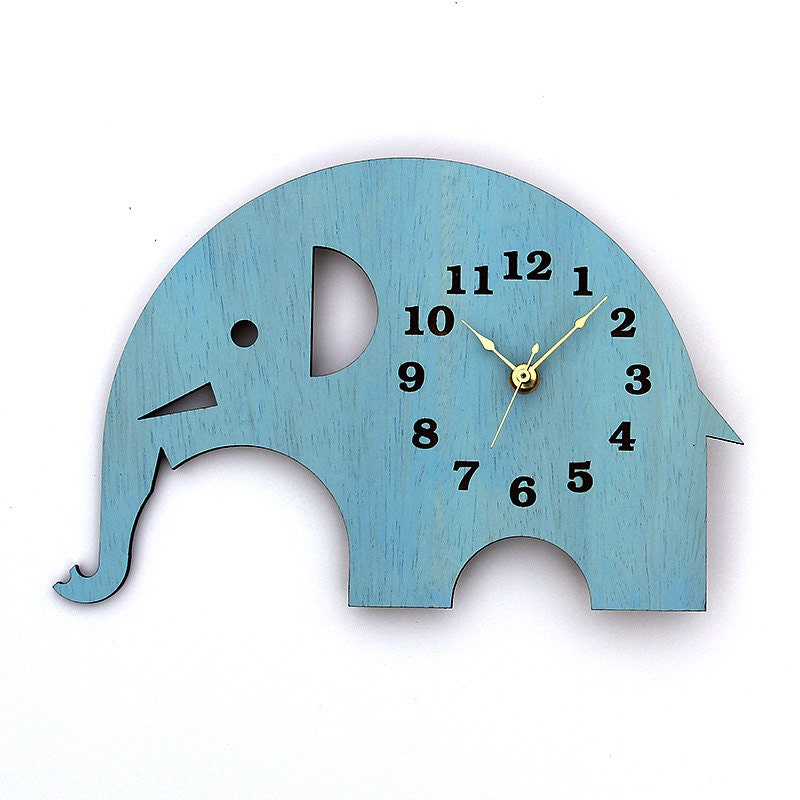 Elephant Wall Clock  Modern  Home Decor  with Sky Blue Finish