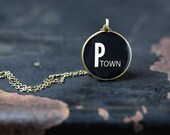 P Town Necklace - Provincetown - Miniature Pendant - Vintage Typewriter Key Inspiration - Glossy Resin Charm
