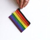 RAINBOW colors - printed Wallet - cute colorful cotton coin purse zipper pouch with black zipper for the happy gay pride LGBT GLBT man woman