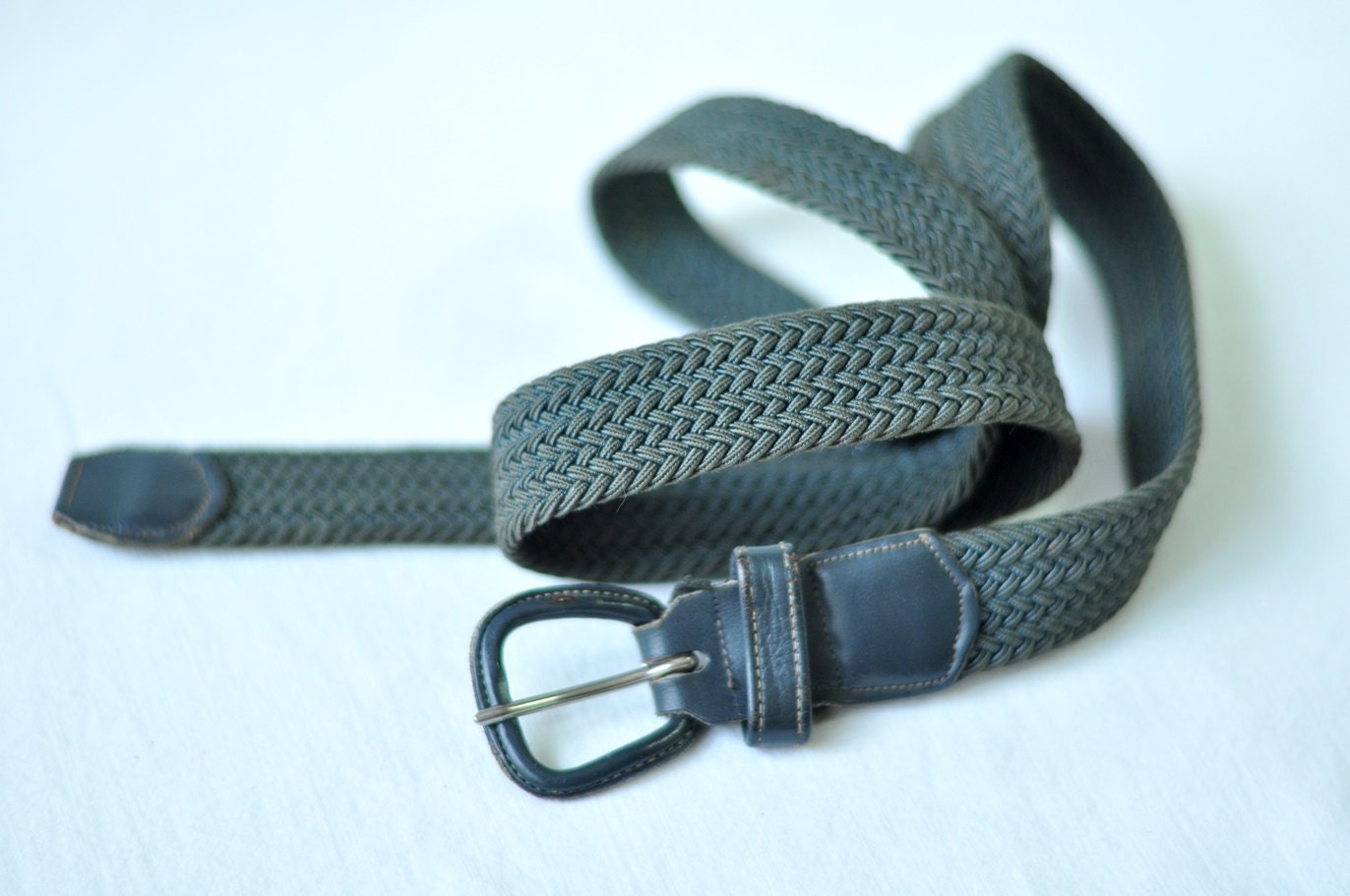 Vintage Mens Unisex Belt Dark Gray Stretch Medium