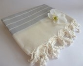 Premium Turkish Towel, Peshtemal, Bath and Beauty, Bath and Body, Hammam, For her, for him, Natural Linen, spa, yoga, Gray