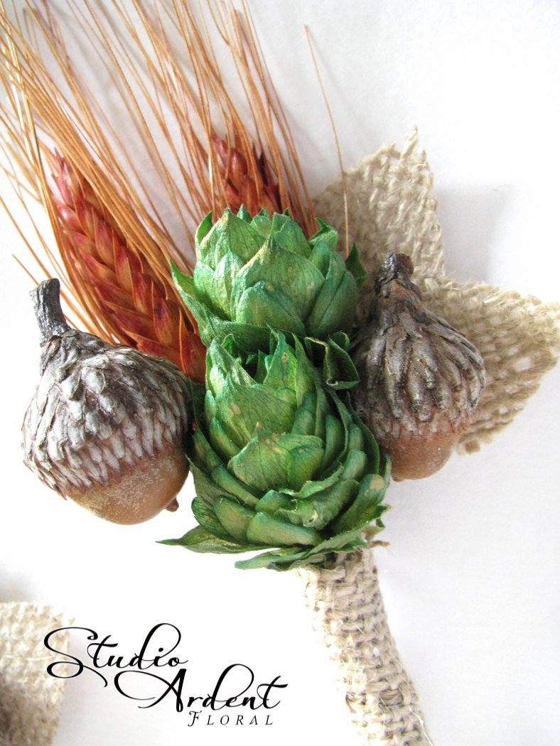 ACORN ORANGE Wheat Wild Boutonniere QTY 1