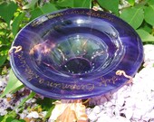 Garden Gift, BIRD FEEDER, Butterfly feeder, stained glass, copper, 18K gold, violet purple, Inscription