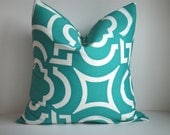 20x20 Indoor / Outdoor Designer Pillow In Carmody Peacock, Decorative Pillow Covers, Throw Pillow,Pillows