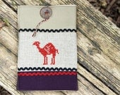 iPad mini case - Africa collection - Camel - Embroidered - Gray and terracotta - iPad mini sleeve - Natural