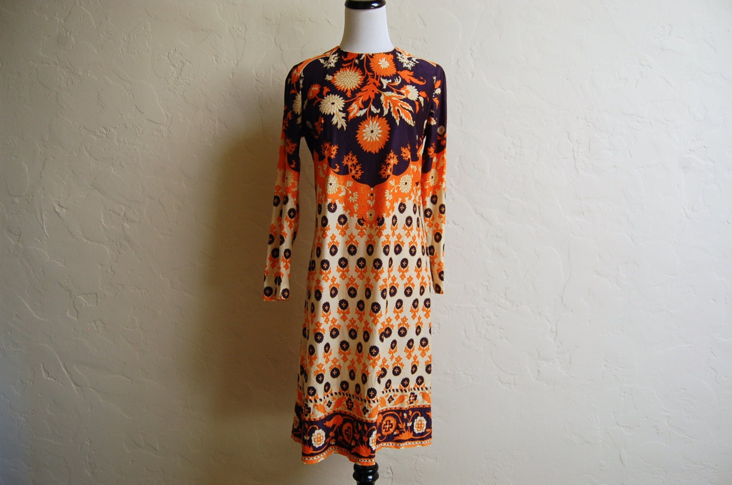 Groovy Garden // Vintage 1960s Orange & Navy Mod Sacony Dress
