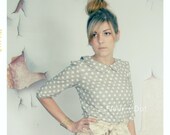 WOMEN'S Black and White Dot Peter Pan Collar Blouse with Puff Sleeves from Fleur and Dot Spring Summer 13