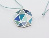 POLIEDRA multicolor sterling silver and polymer clay pendant