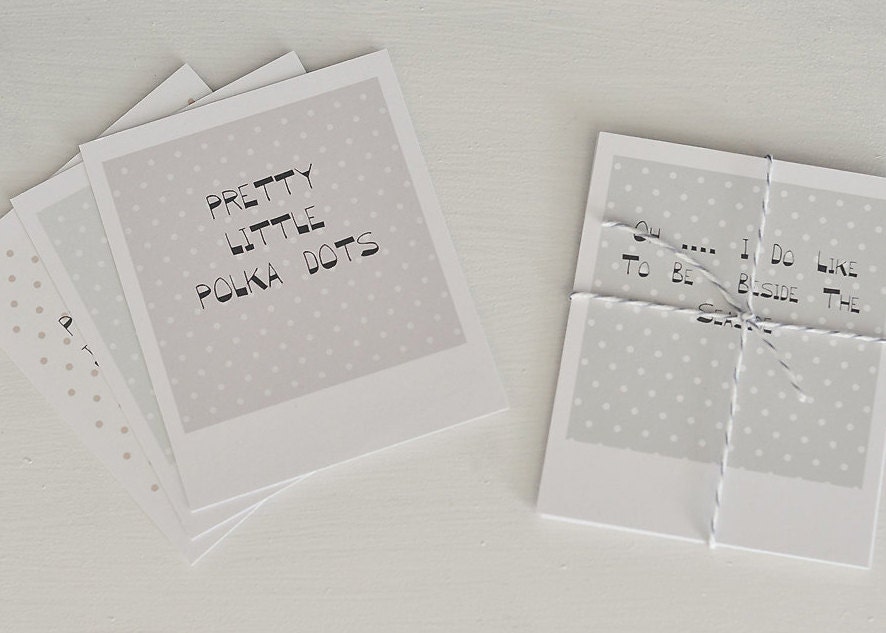 Pretty little Polaroids, Shabby Chic, Polka Dot, Whimsical, Printable, Notecards
