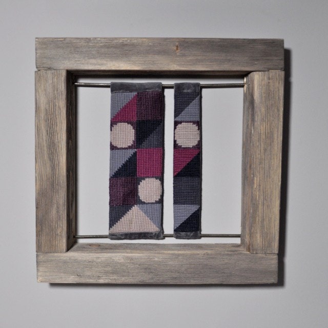 Hand needlepointed framed art NO 1 - fiber art, textile art