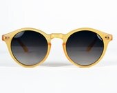 Transparent Matte Mustard Yellow Round Circle Cat Eye Wayfarer Sunglasses