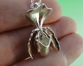 Lady Slipper Orchid Pendant - Sterling Silver Orchid - Paphiopedilum - Made to Order