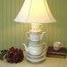 Teapot Lamp, White Teapots, Tea Cup and Reticulated Saucers,  Alice in Wonderland Shabby Chic Country Beach Cottage "Alison" series