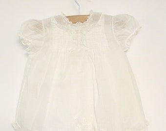 1940's Handmade, White Embroidered and Lace Dress with Coordinating Petticoat-208