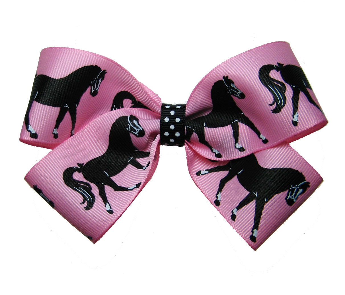 Large Pink Black Show Horse Hair Bow